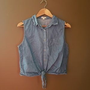 Denim Front Tie Tank Top